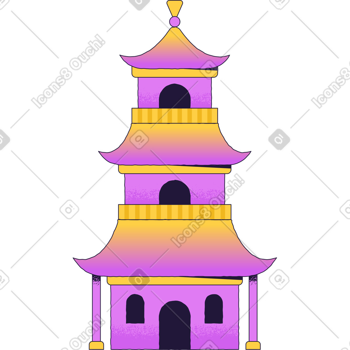 Illustration Pagode dans le style Conifer à télécharger aux formats PNG, SVG