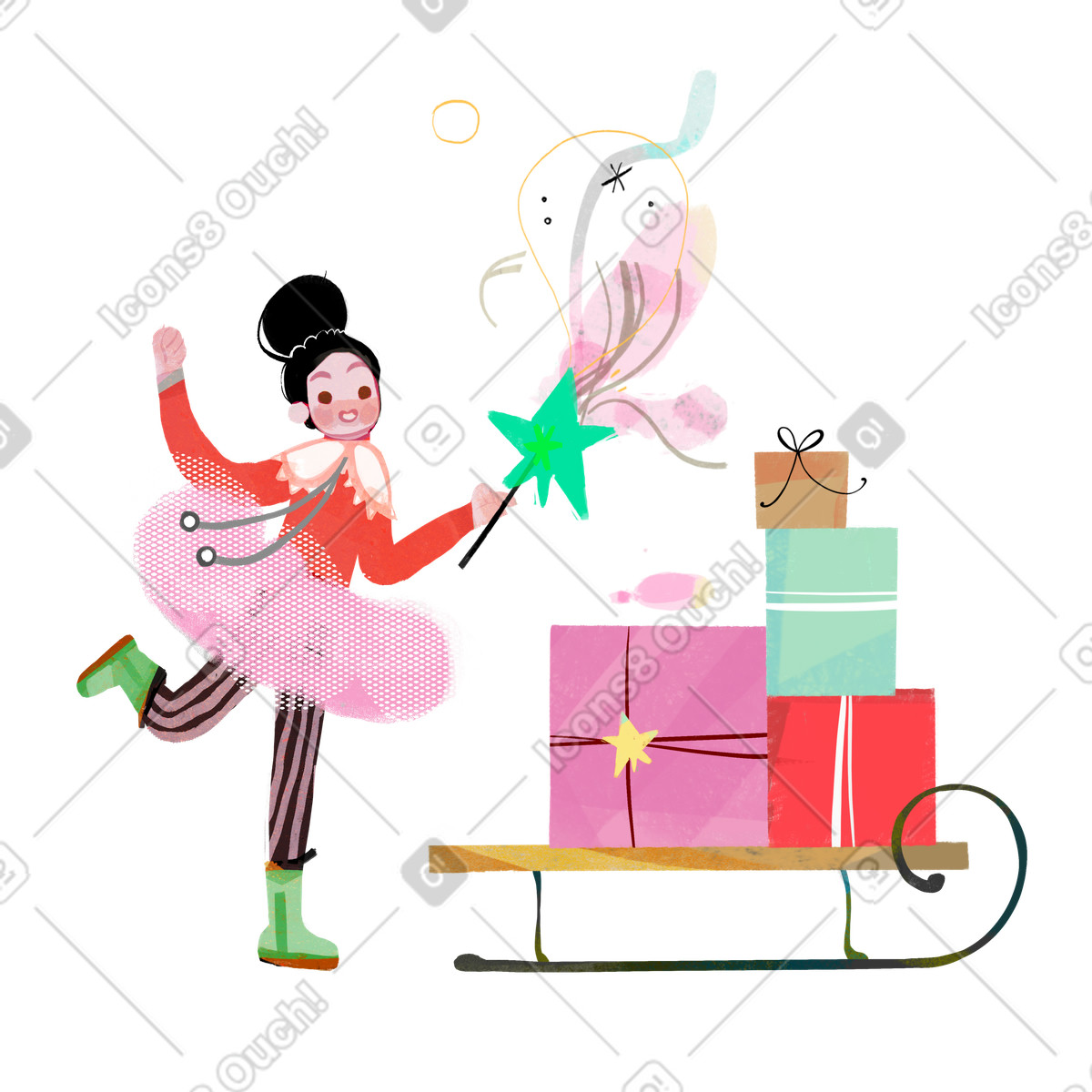 Ilustração de Girl with magic stick em no estilo Fabulous para baixar em PNG, SVG