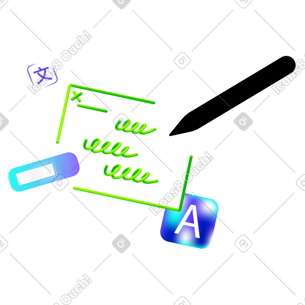 Pure 스타일의 Writing practice in language learning, Vocabulary and grammar learning 일러스트레이션 PNG, SVG 다운로드