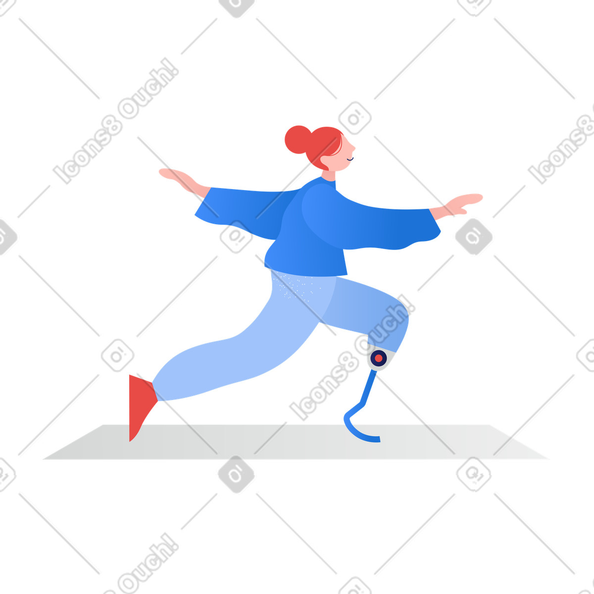 Ragazza con protesi che fa yoga illustrazione in stile Clip scarica in PNG, SVG