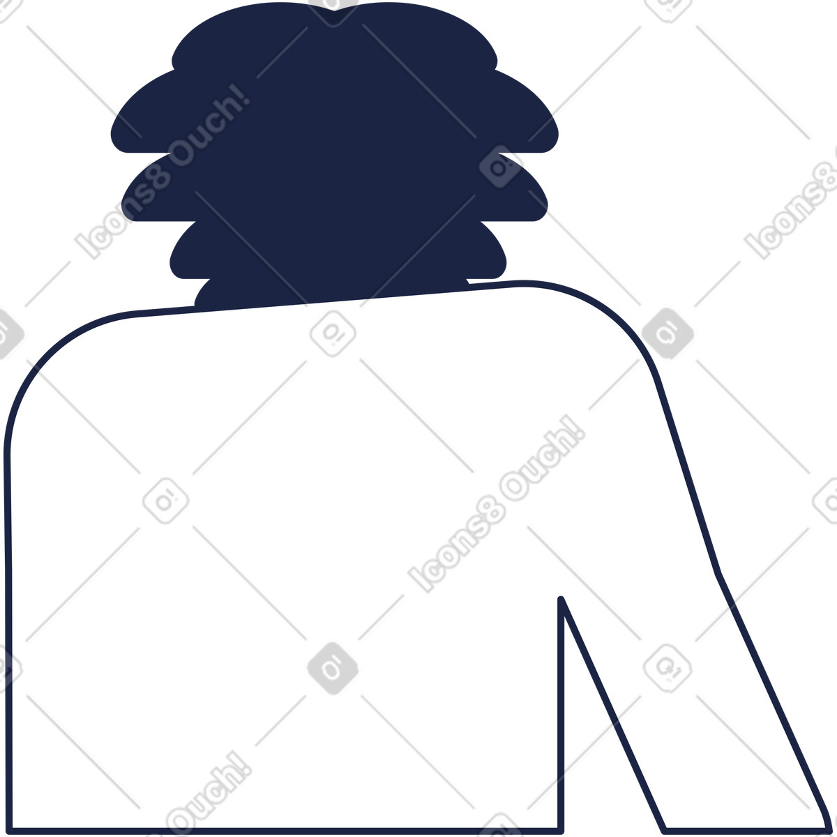 下载 Urban Line 风格的 Man with voluminous hairstyle view from back 插画，支持 PNG、SVG 格式
