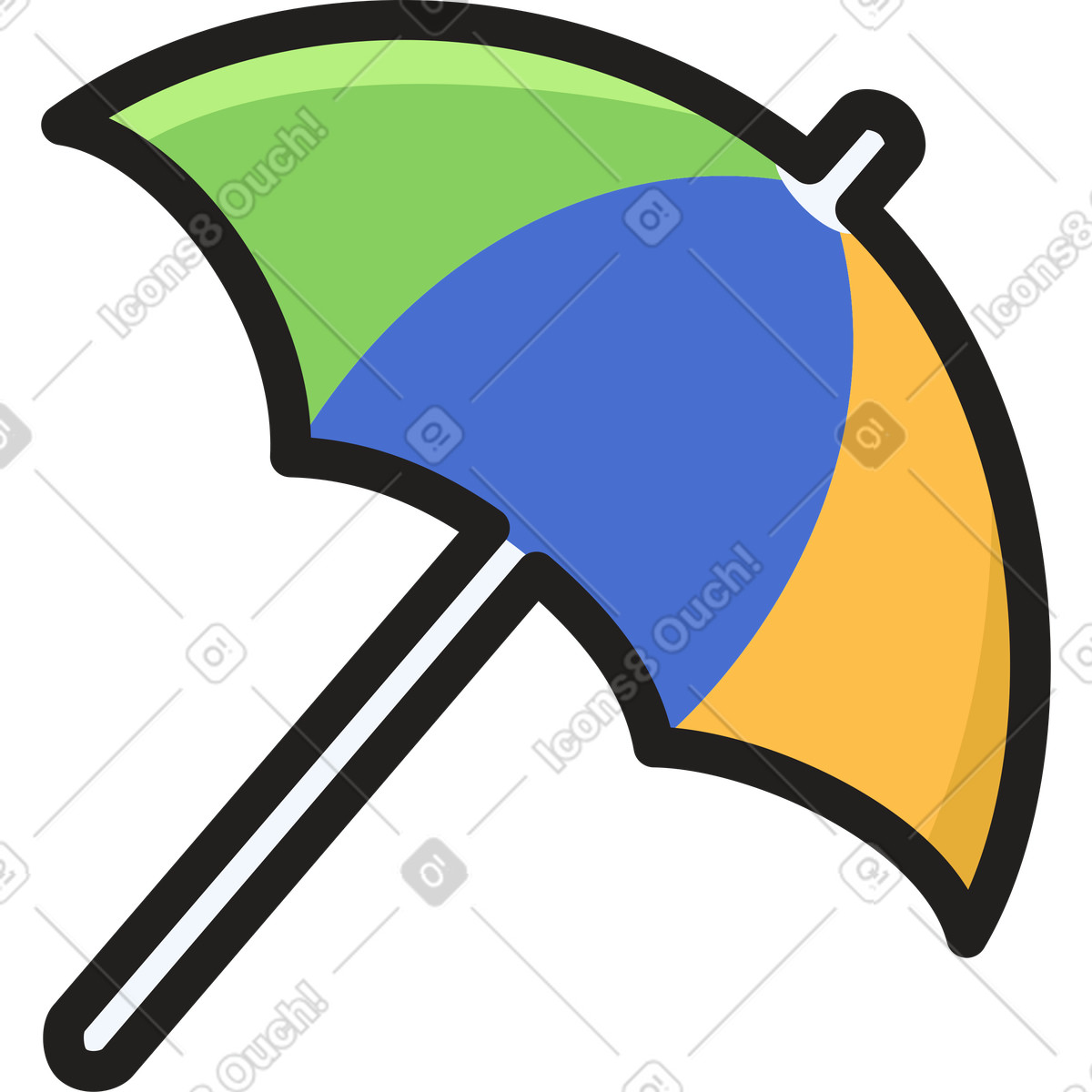 下载 Clipart 风格的 沙滩伞 插画，支持 PNG、SVG 格式