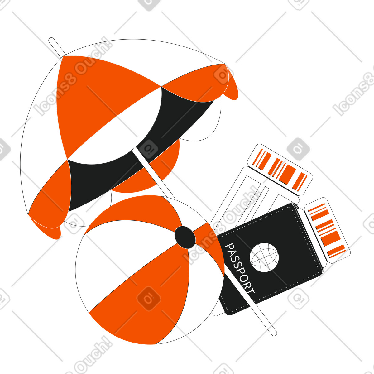 Summer Trip Essentials illustration in Strict style download in PNG, SVG