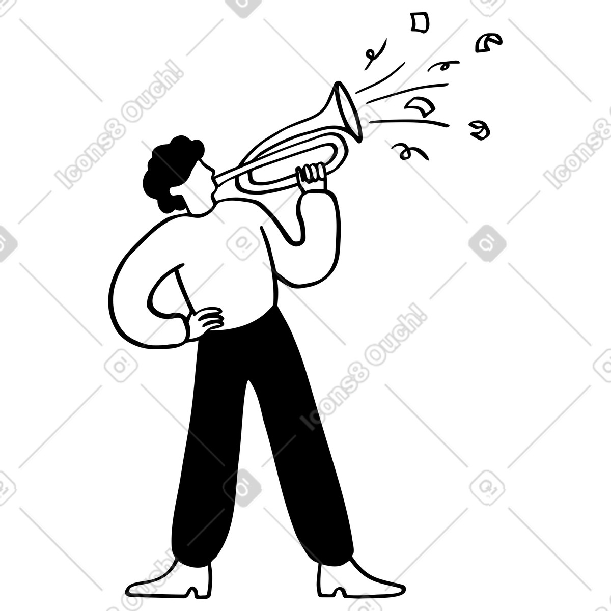 Victory fanfare, celebrating success with confetti illustration in Journal style download in PNG, SVG