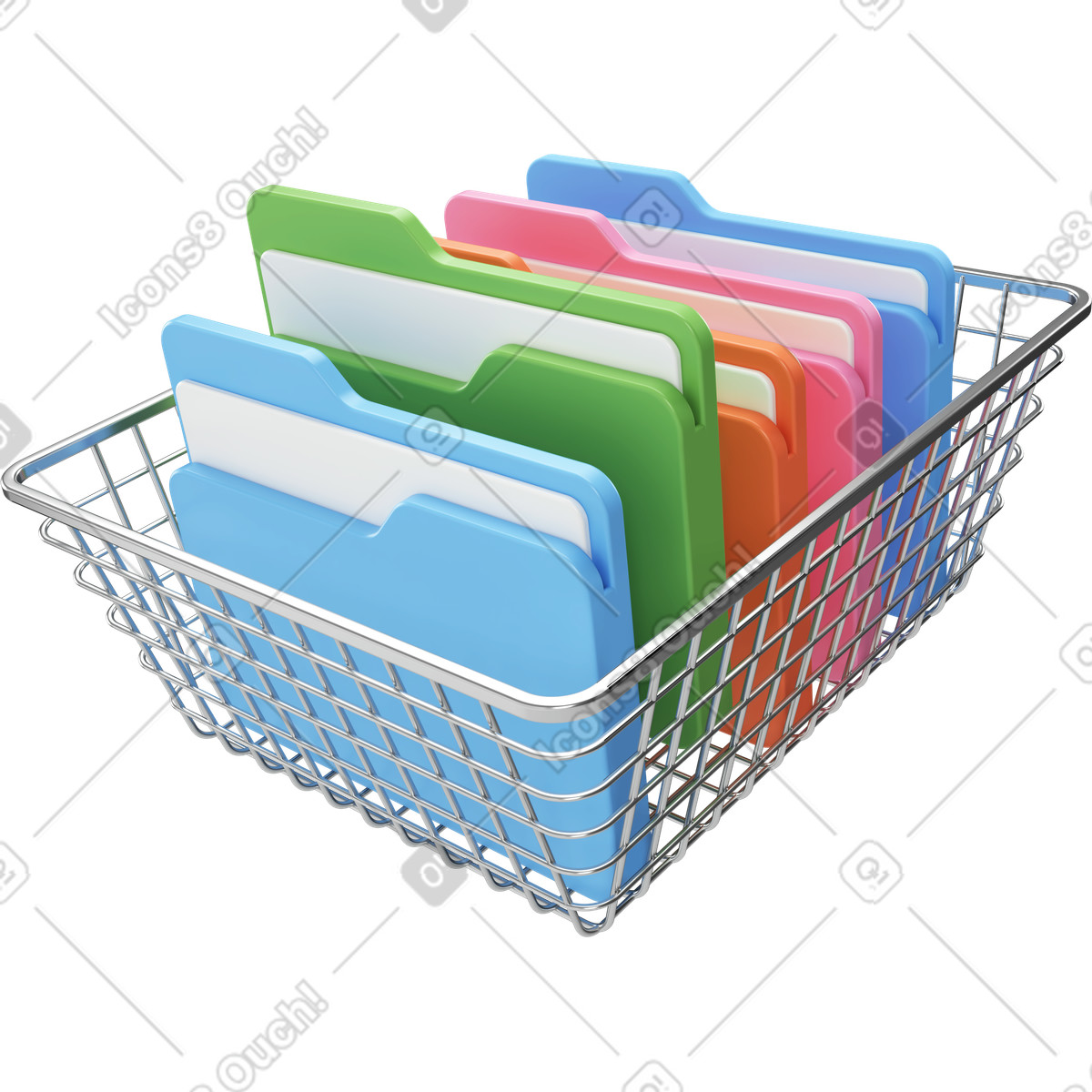 Ilustração de Cesta com pastas em no estilo 3D Corporate para baixar em PNG, SVG