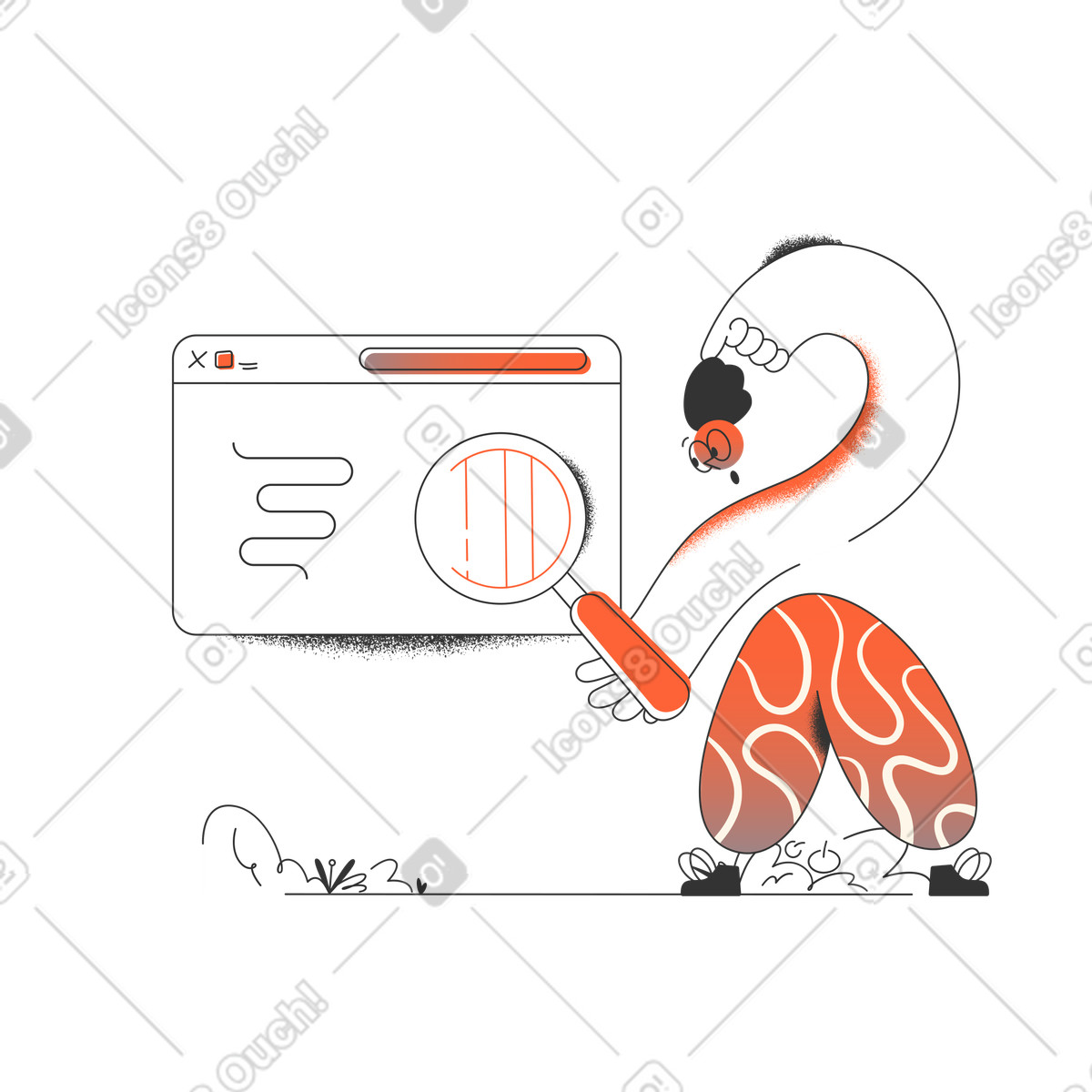 Web-suche-Illustration im Crayon-Stil als Download in PNG, SVG