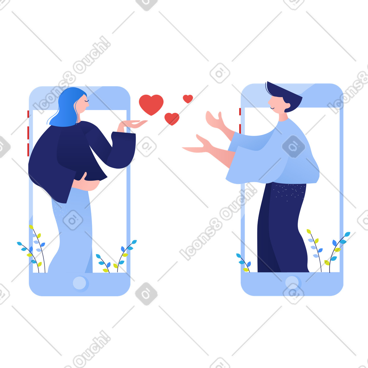Ilustración Chat de san valentin en estilo Clip a descargar en PNG y SVG