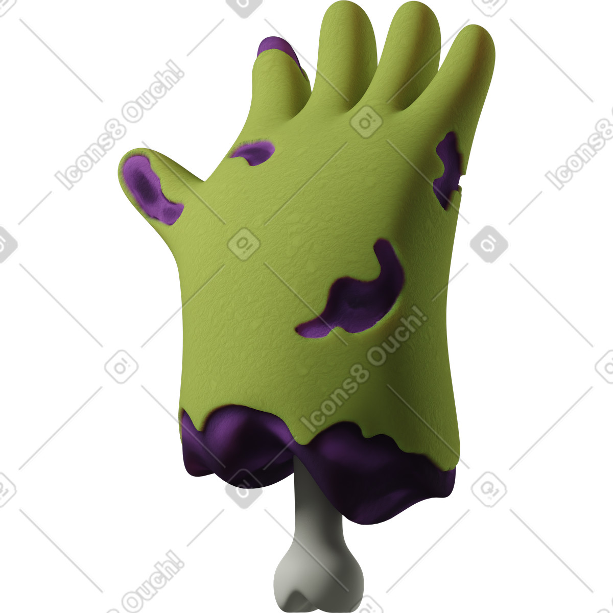 Ilustração de Levantando a mão decepada zumbi verde em no estilo 3D Hands Fun&Wild para baixar em PNG, SVG