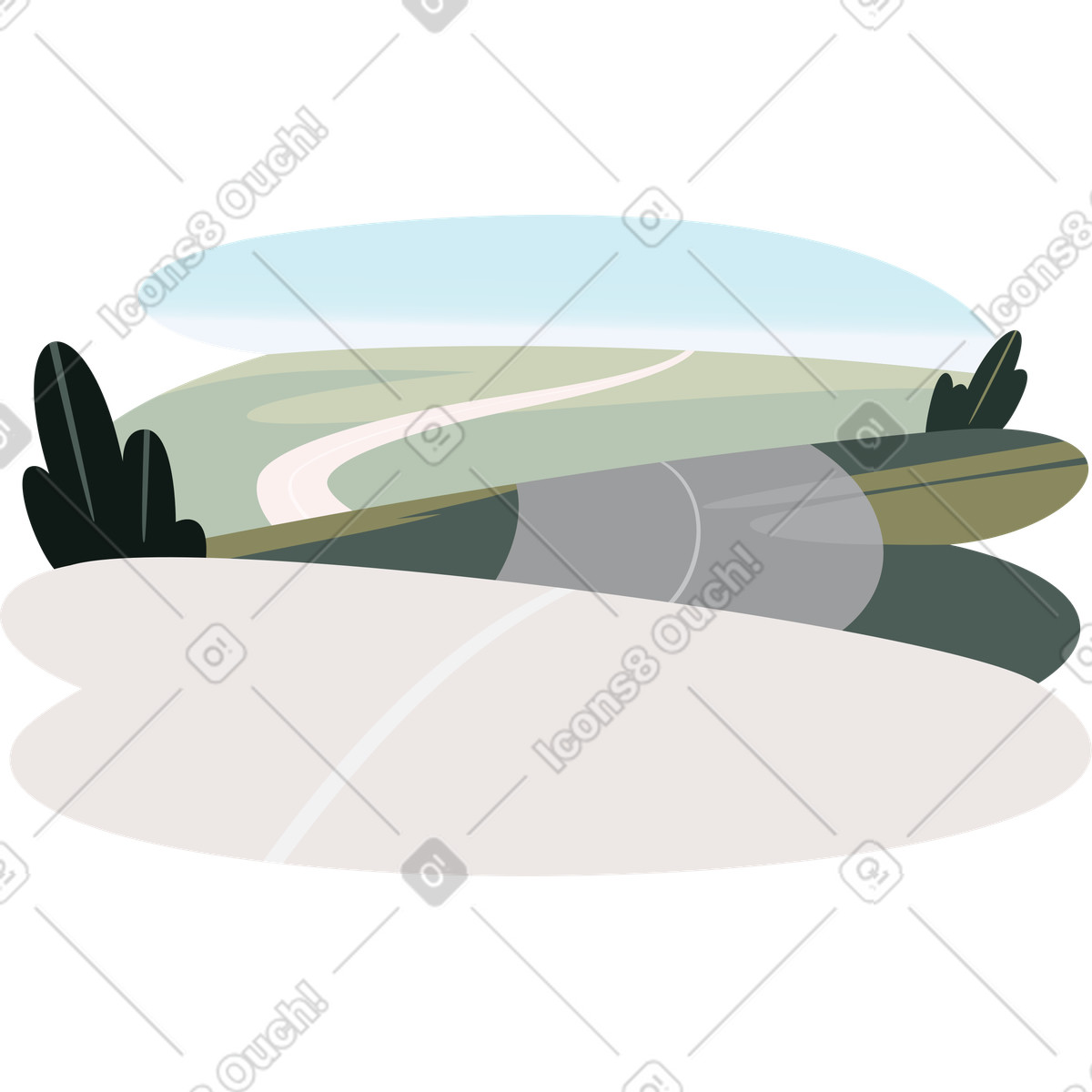 Illustration Route sinueuse dans le style Vivid à télécharger aux formats PNG, SVG