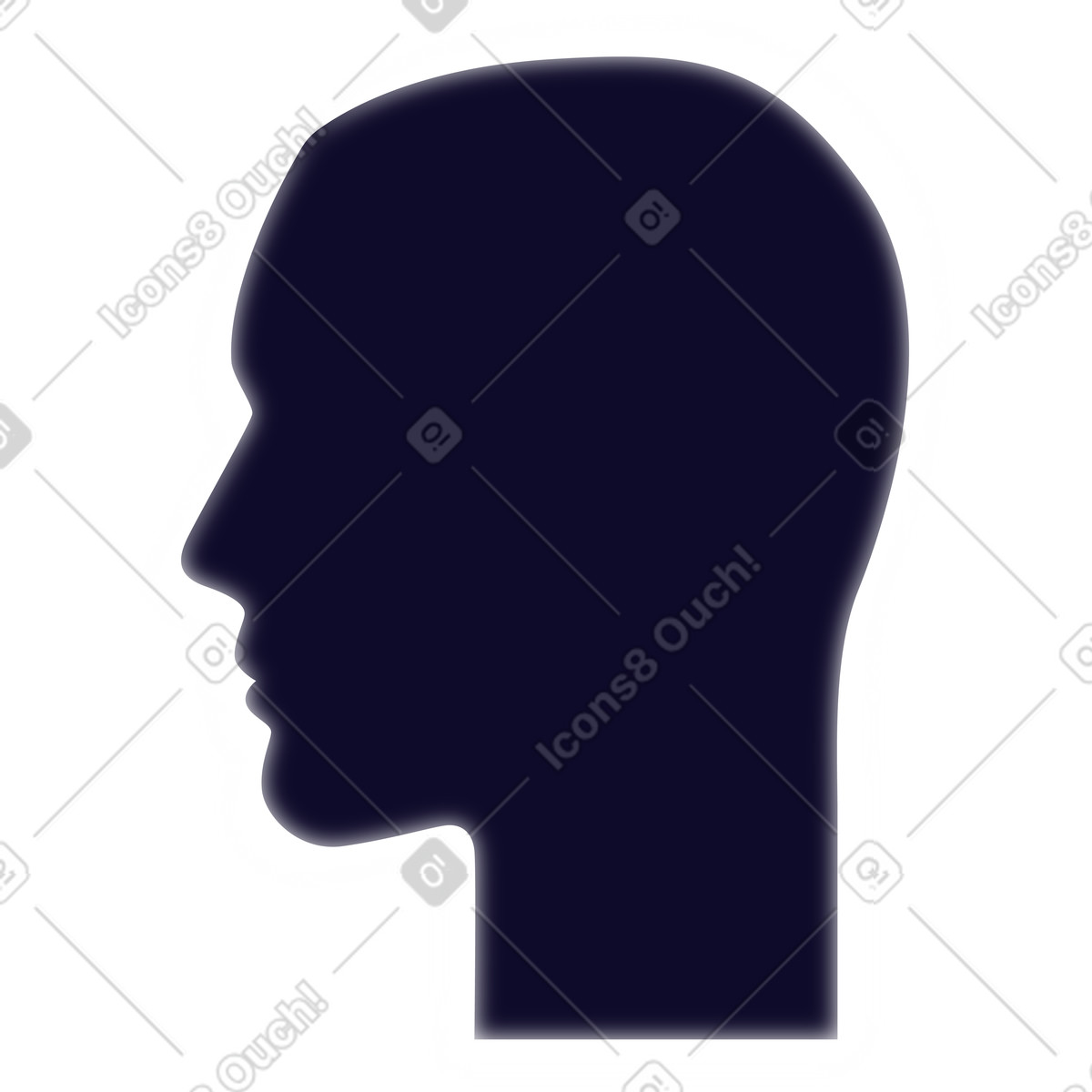 Glowing silhouette of human head illustration in Dimension style download in PNG, SVG