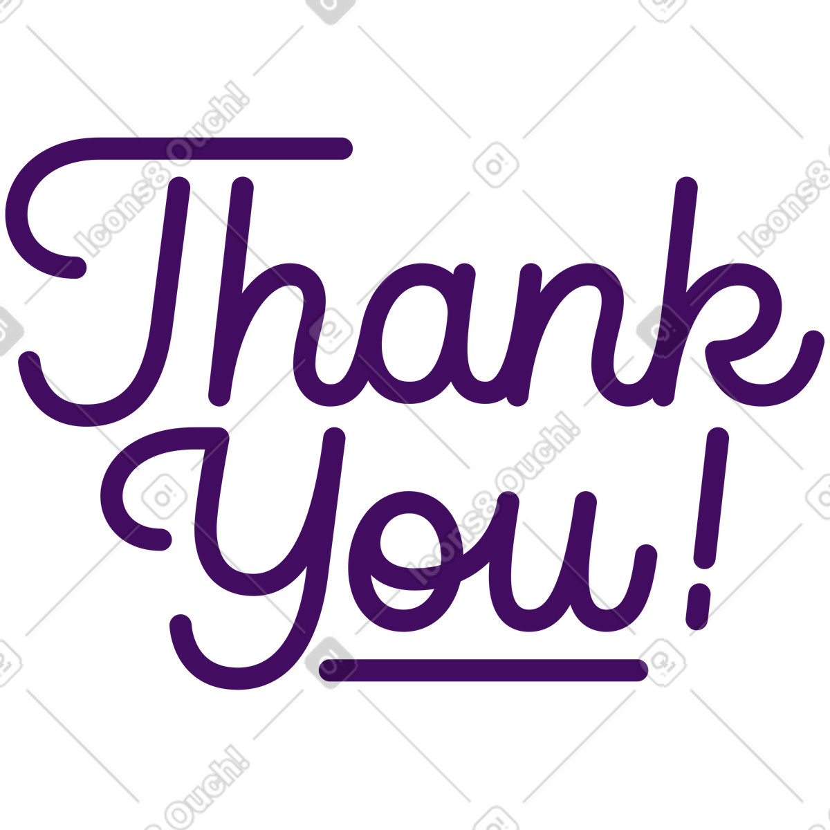 Lettering thank you! text illustration in Simplistic style download in PNG, SVG