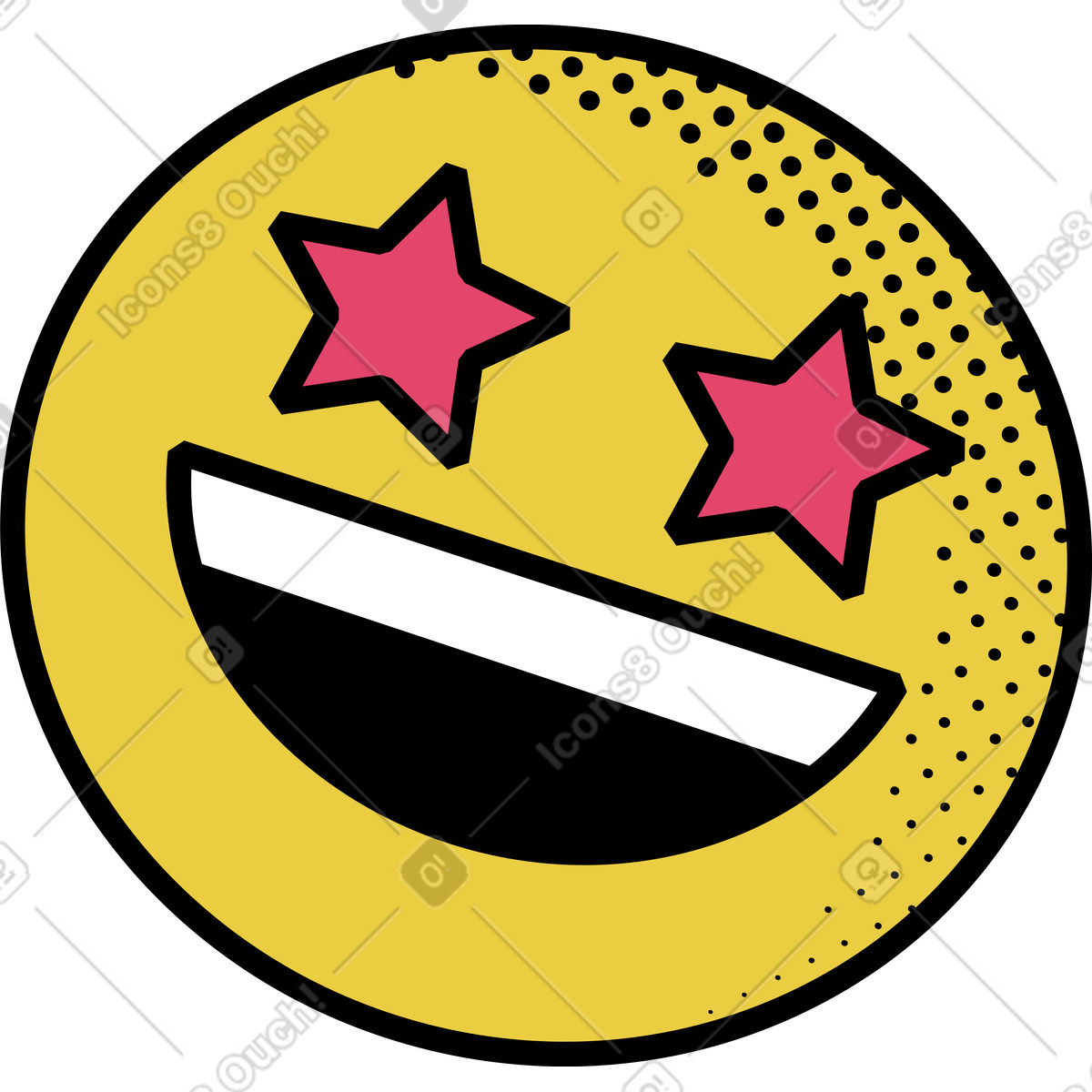 Ilustração de Emoji estrelado em no estilo Memphis para baixar em PNG, SVG