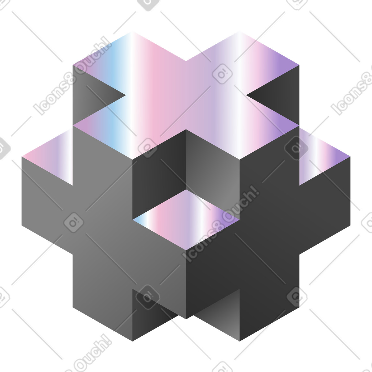 Motivo a cubo geometrico con gradiente illustrazione in stile Illusion scarica in PNG, SVG