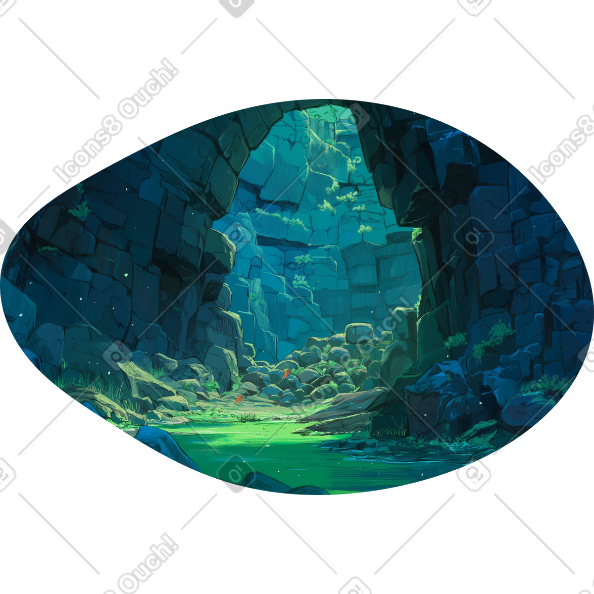 Sea cave background illustration in PNG, SVG