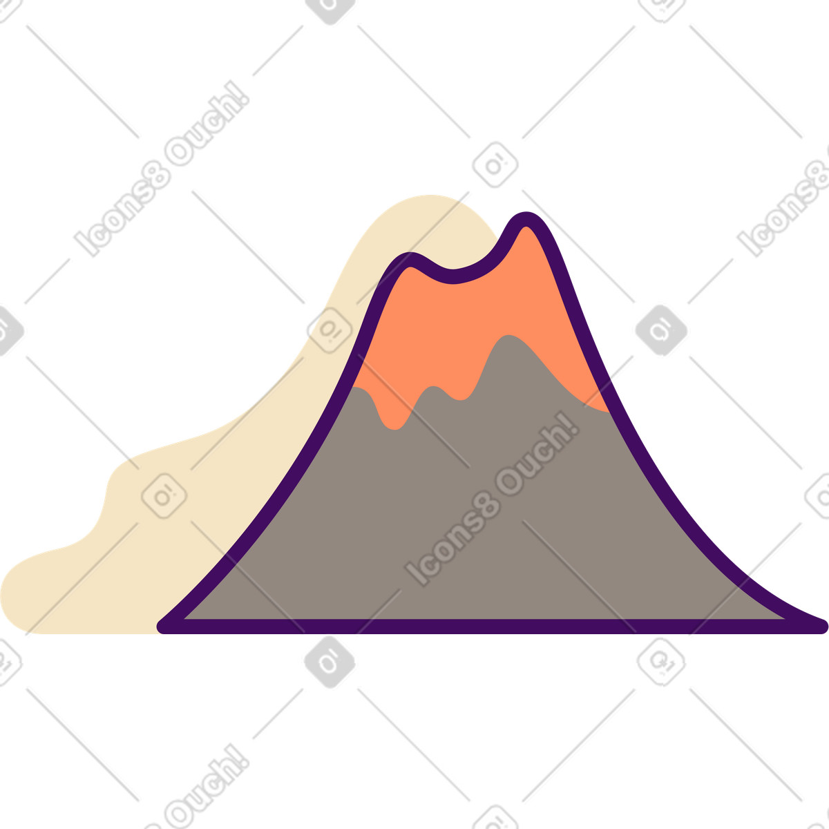 Volcano with lava illustration in Simplistic style download in PNG, SVG