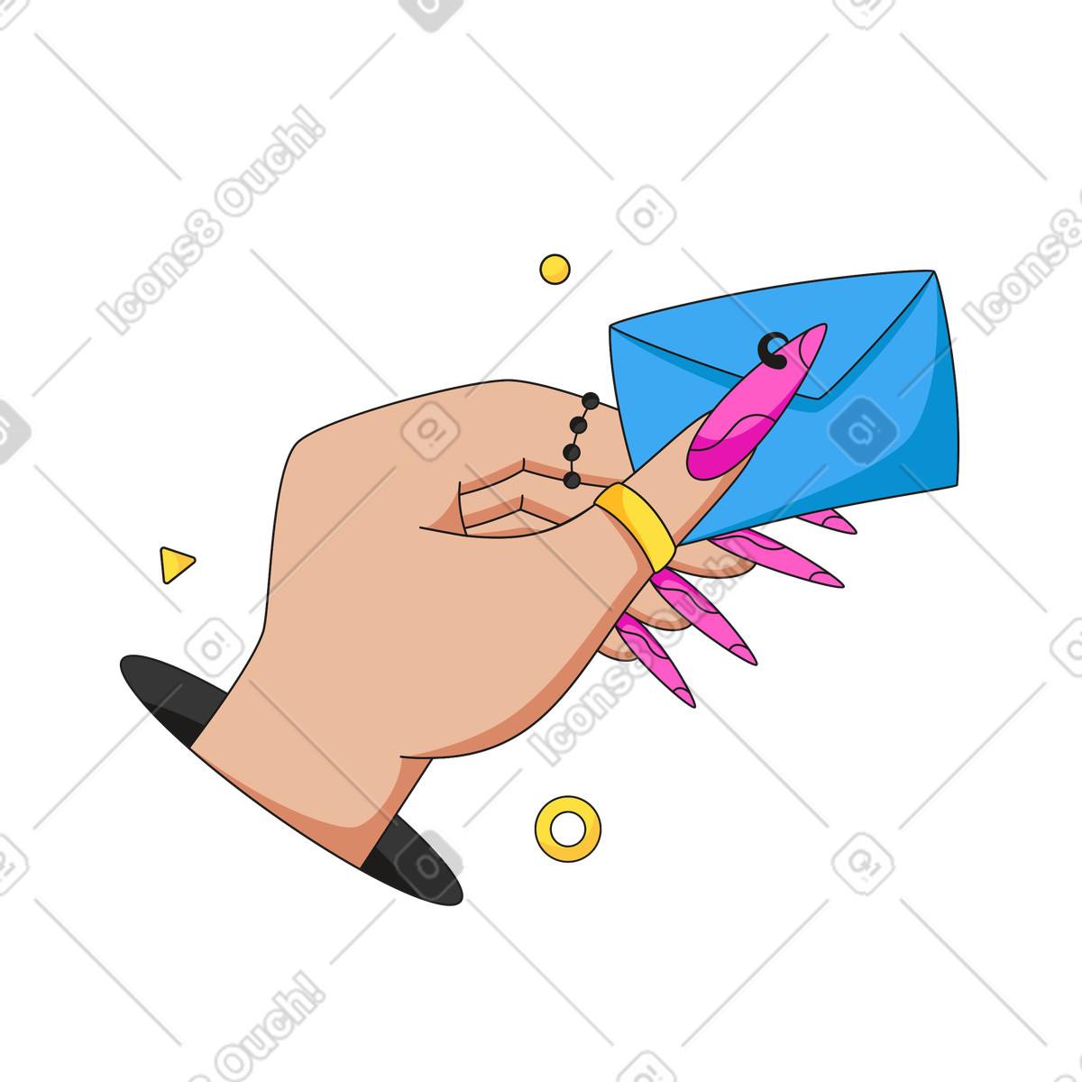 Ilustração de Mão com uma mensagem em PNG e SVG