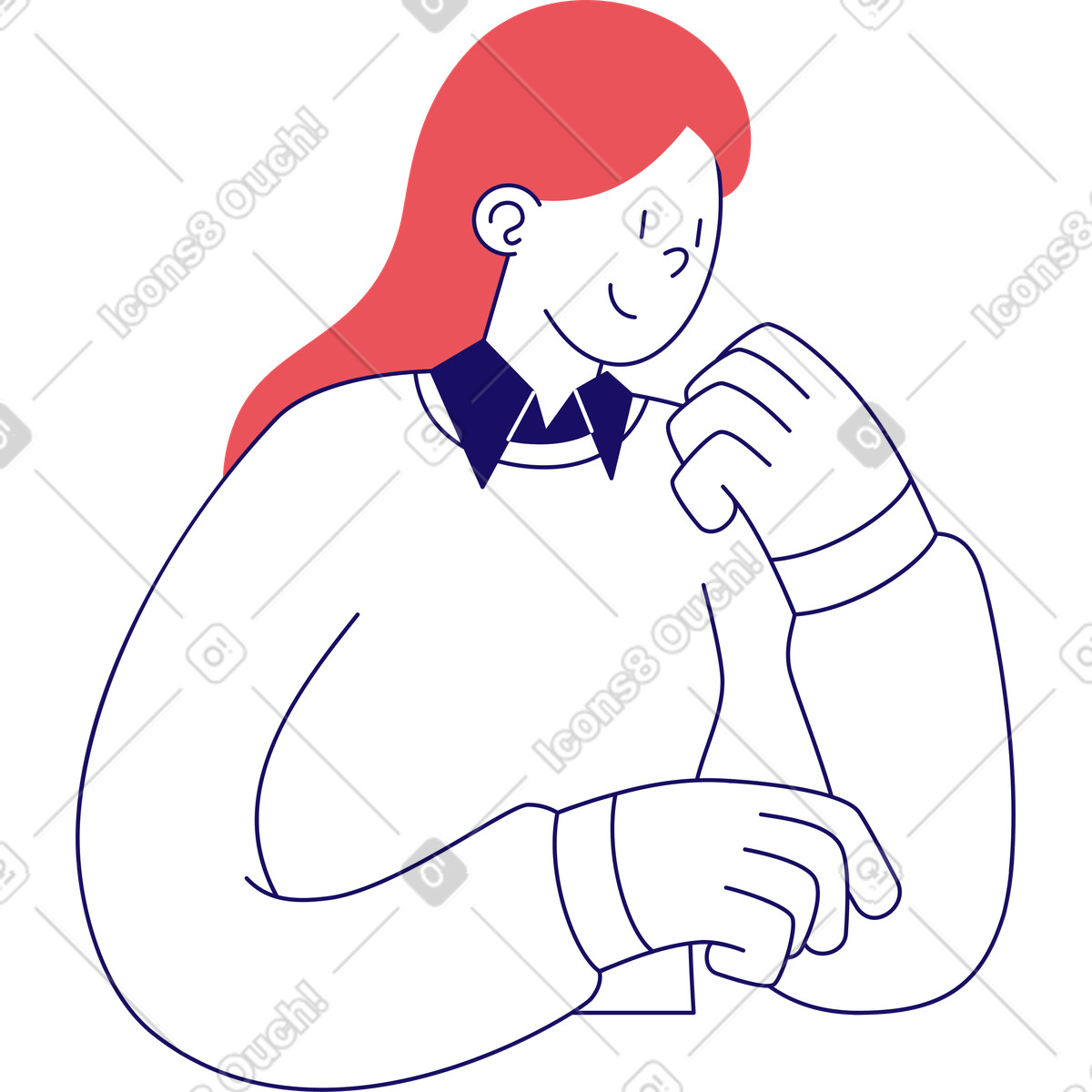 Ilustración Media mujer sosteniendo algo en estilo Bendy a descargar en PNG y SVG