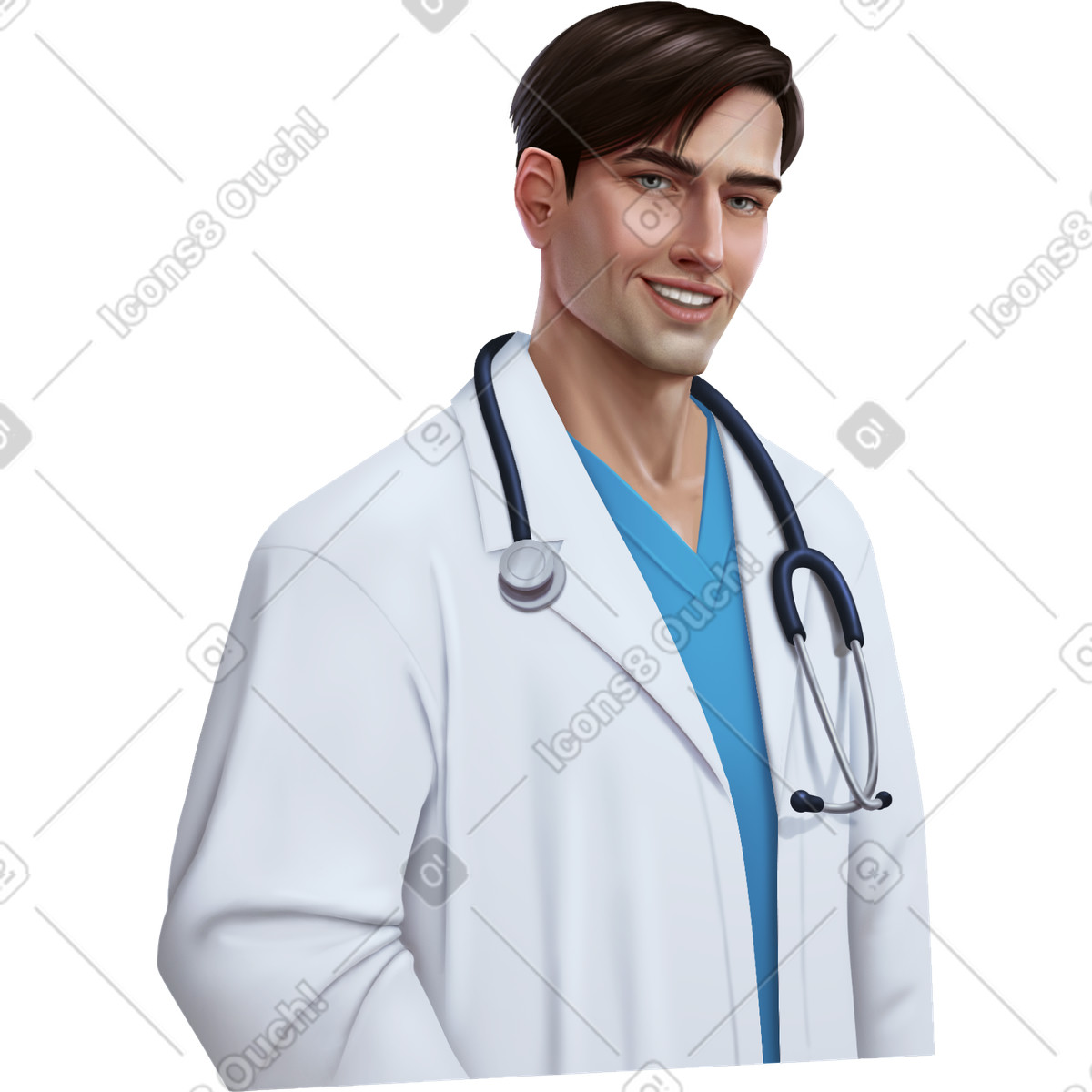 Ilustración Smiling doctor en estilo Props a descargar en PNG y SVG