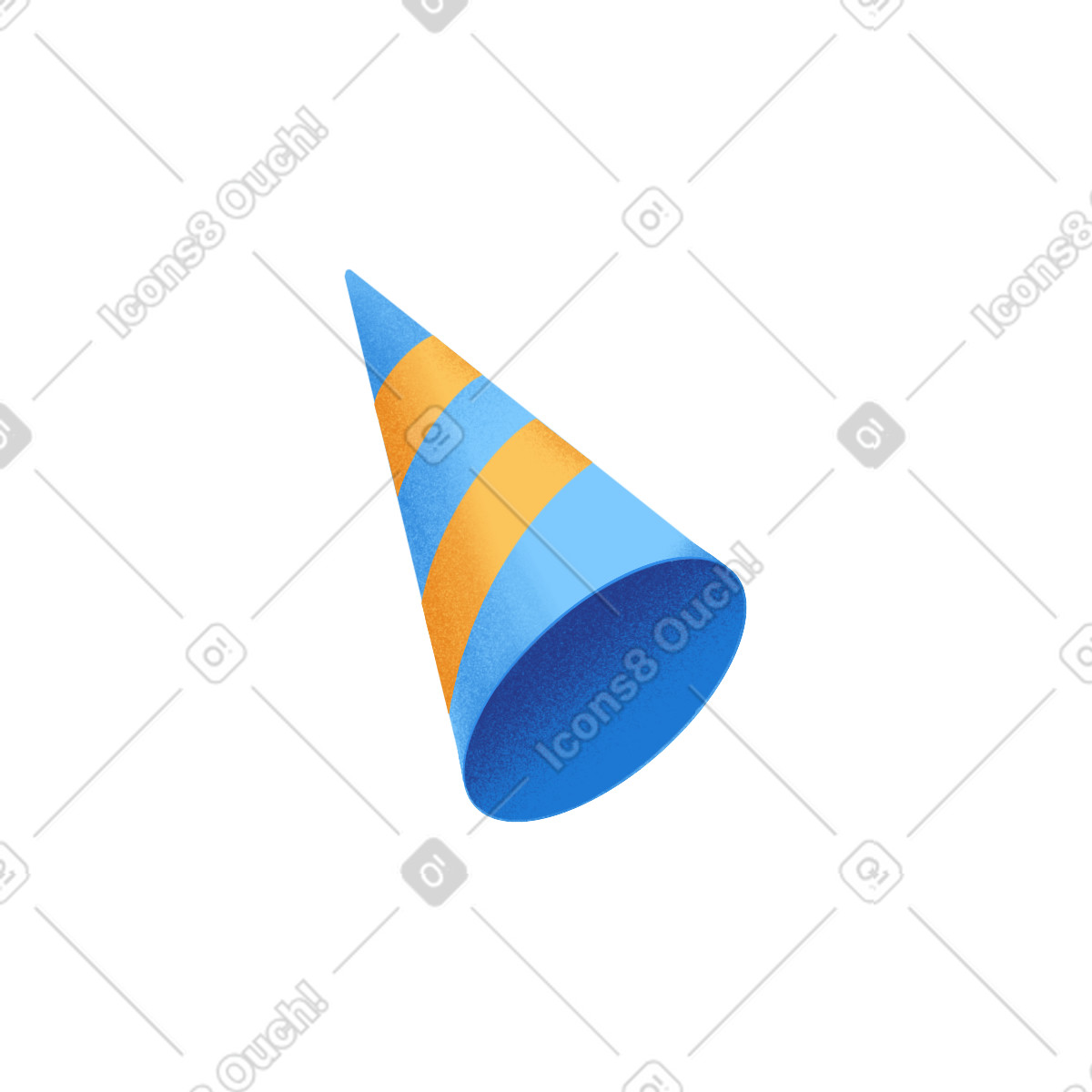 Gleam 스타일의 노란색 줄무늬가 있는 파란색 파티 모자 일러스트레이션 PNG, SVG 다운로드