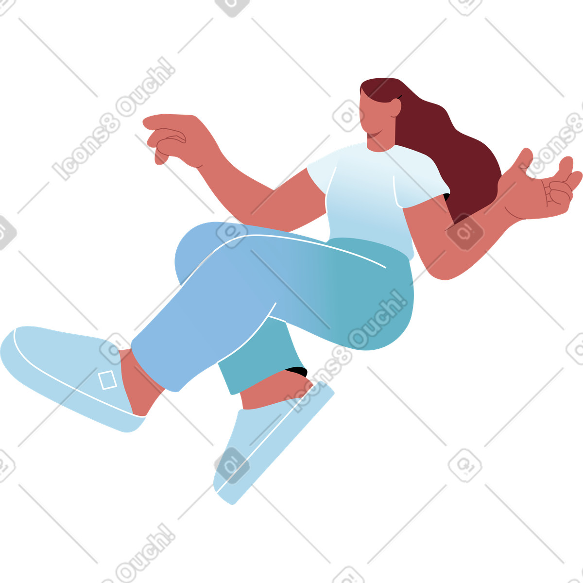 下载 Airy 风格的 坐在女人 插画，支持 PNG、SVG 格式