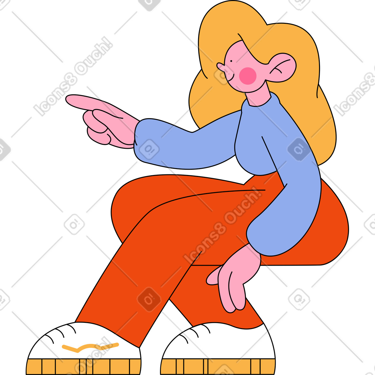 Illustration Femme pointant quelque chose dans le style Bloom à télécharger aux formats PNG, SVG