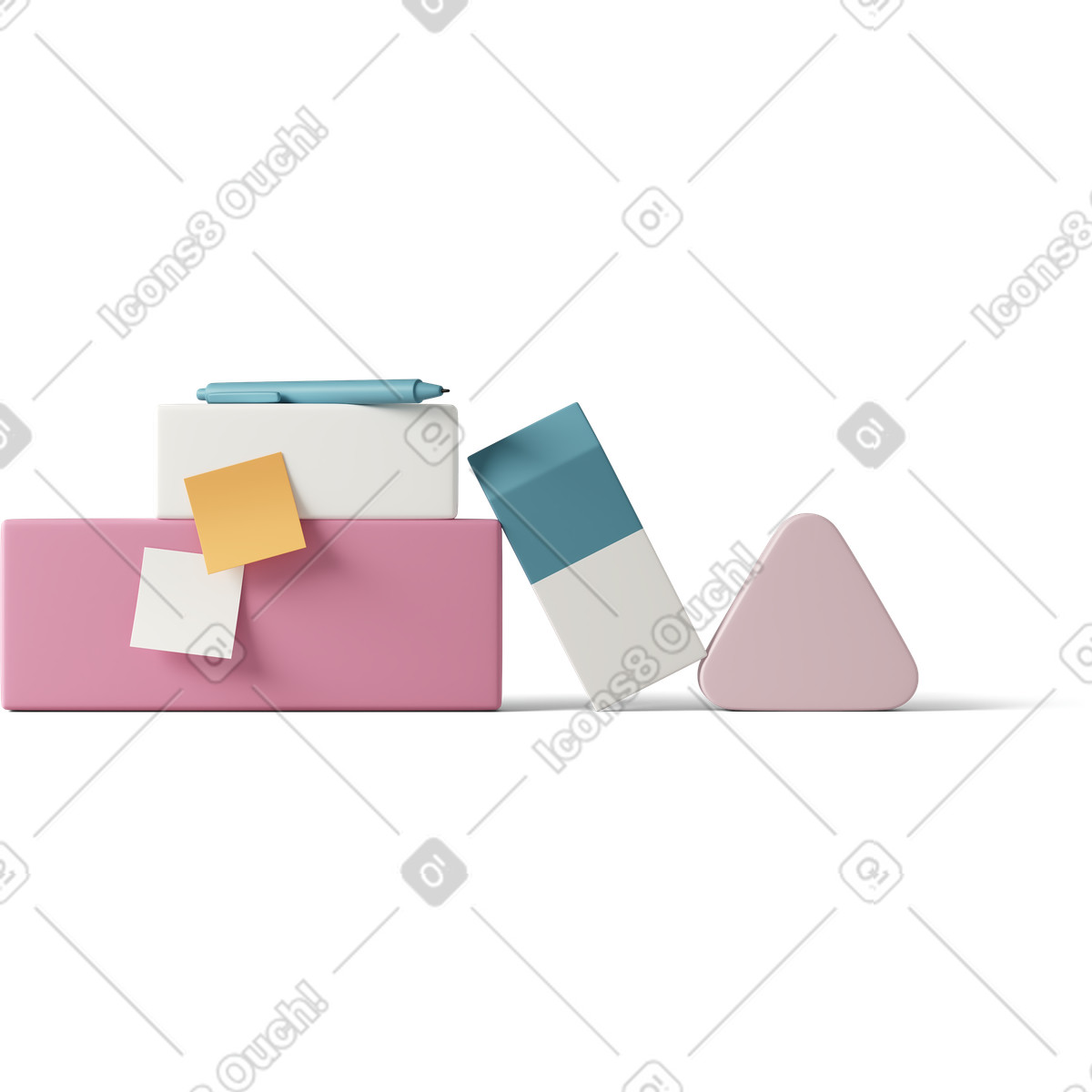 3D Casual life 스타일의 Stationery and geometric shapes 일러스트레이션 PNG, SVG 다운로드