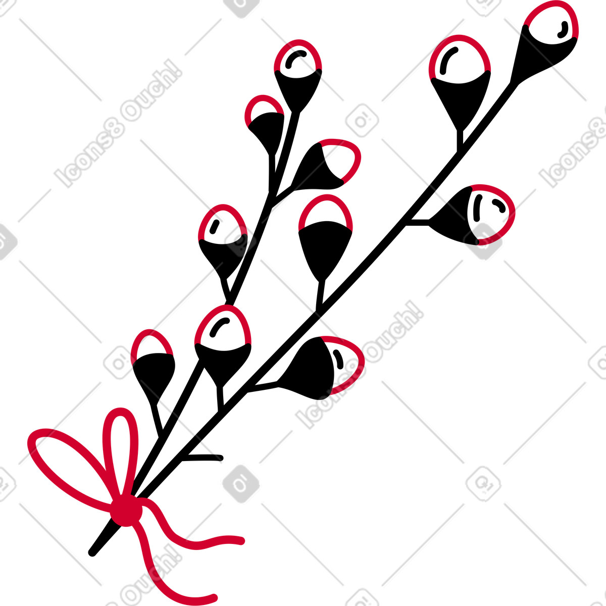 Zweige mit knospen-Illustration im Ruby-Stil als Download in PNG, SVG