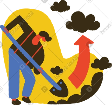 Man with a shovel uploading to cloud PNG, SVG