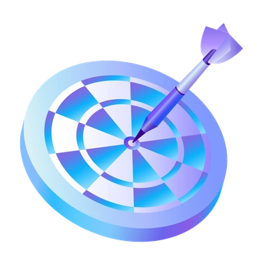 A dart hitting the bullseye on a target - Hi-tech style illustration