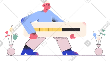 Man carrying a giant loading bar PNG, SVG