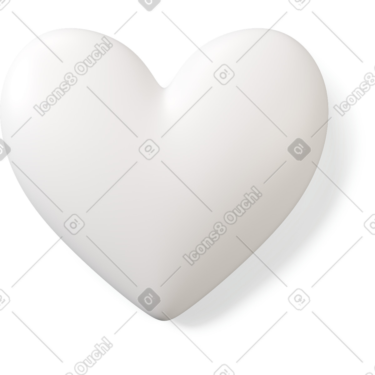 Weißes herz-symbol-Illustration im 3D Buddy-Stil als Download in PNG, SVG