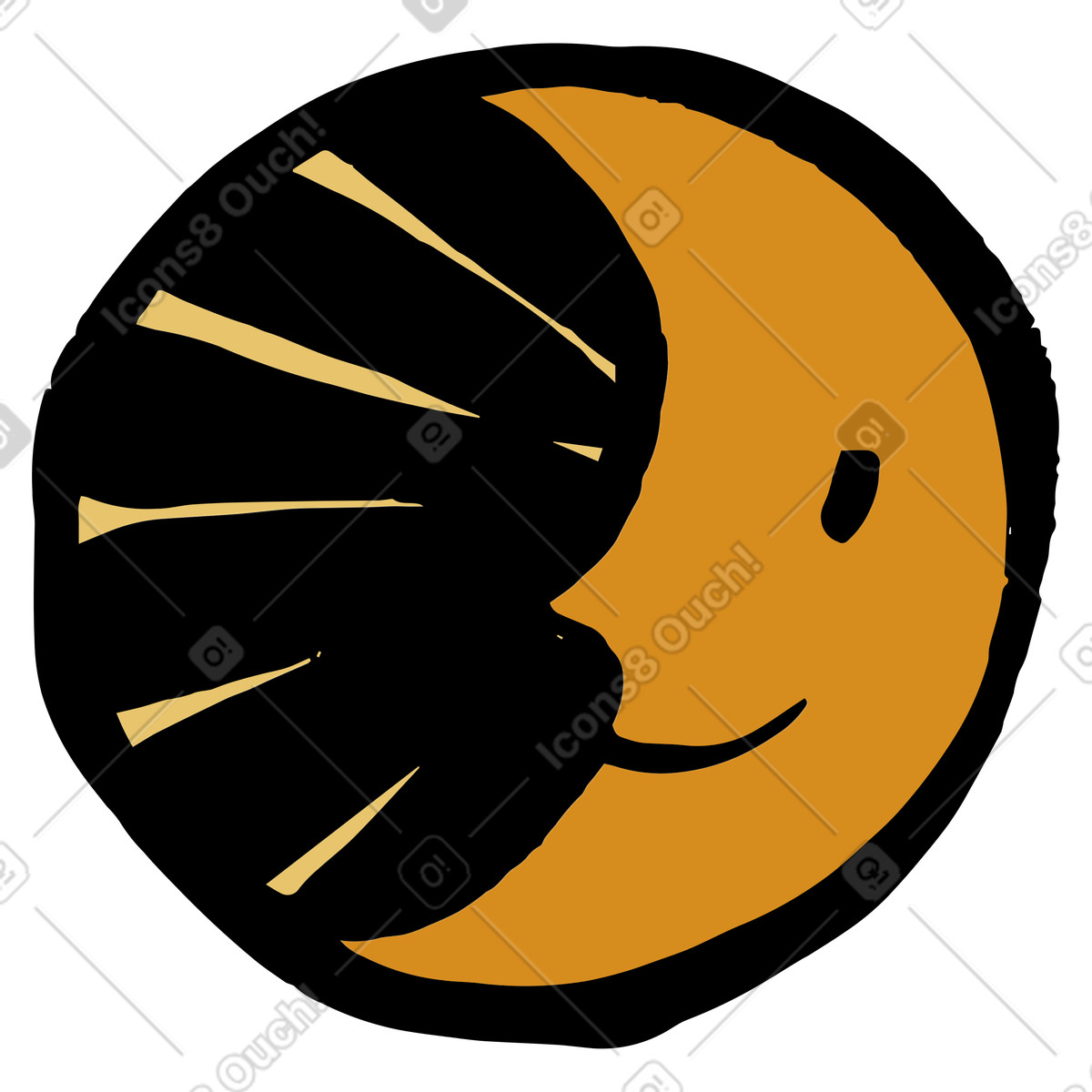 Illustration Croissant de lune souriant dans le style Scandi à télécharger aux formats PNG, SVG