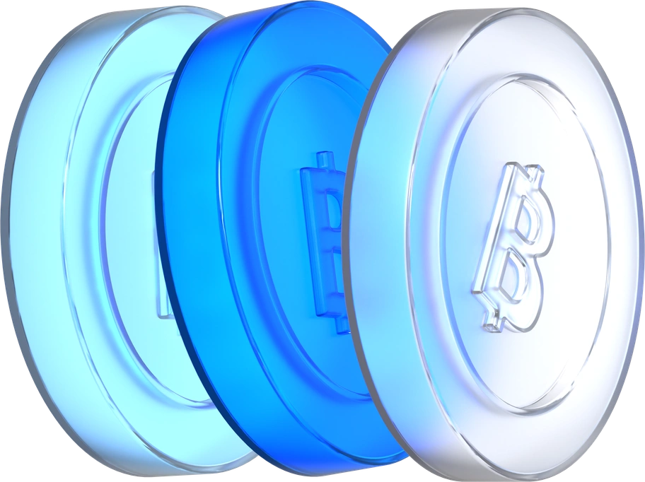 Bitcoins glass illustration