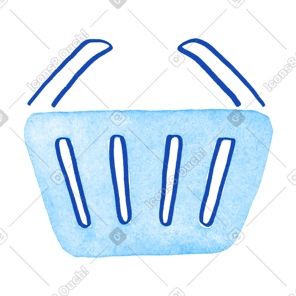 Basket shopping container with handles for retail purchases and groceries-Illustration im Tint-Stil als Download in PNG, SVG