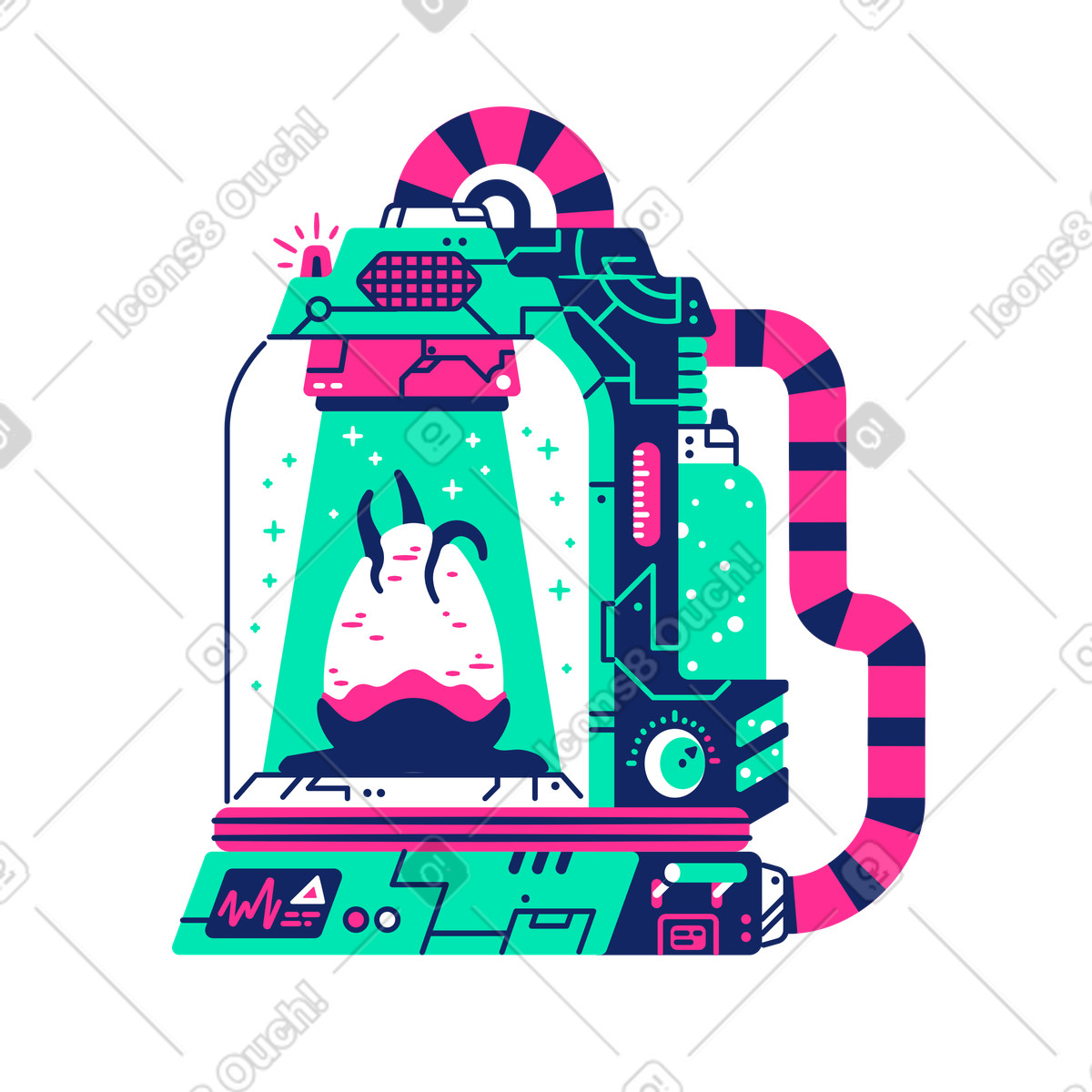 Alien egg in sci-fi incubator, Futuristic research and innovation, Coming soon illustrazione stile Cyborg scarica PNG, SVG