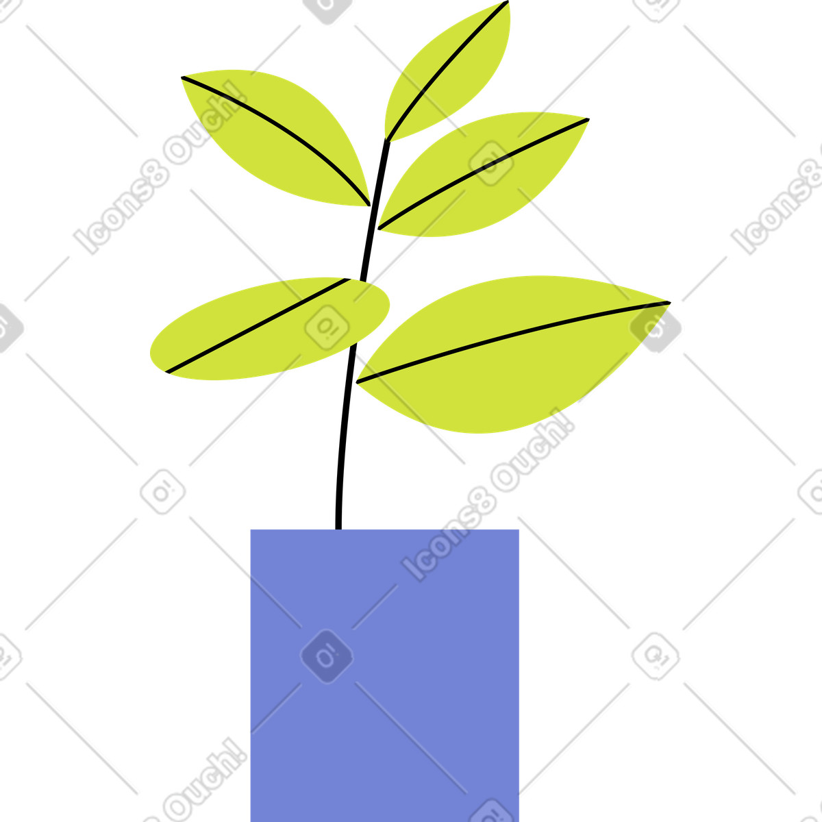 Ilustración animada Planta verde en una maceta estilo Juicy a descargar GIF, Lottie (JSON), AE