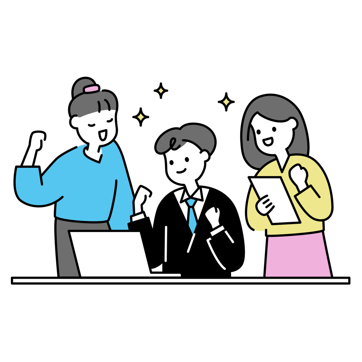 Ilustração de Funcionários corporativos comemorando o trabalho em equipe bem-sucedido em PNG e SVG