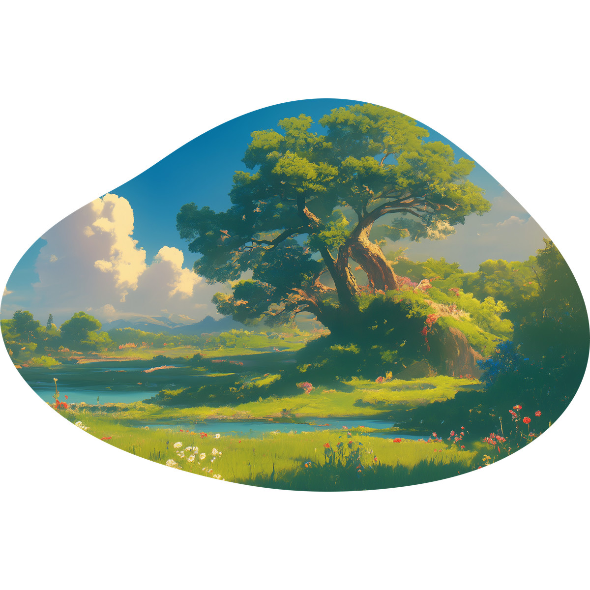 Scenes スタイルの 木々のある朝の自然の背景 のイラストをPNG、SVG形式でダウンロード
