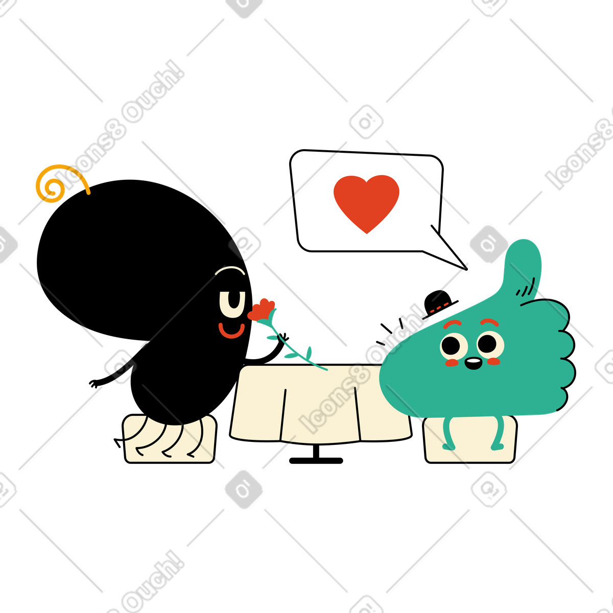 Dichiarazione d'amore ad una data illustrazione in stile Jelly scarica in PNG, SVG