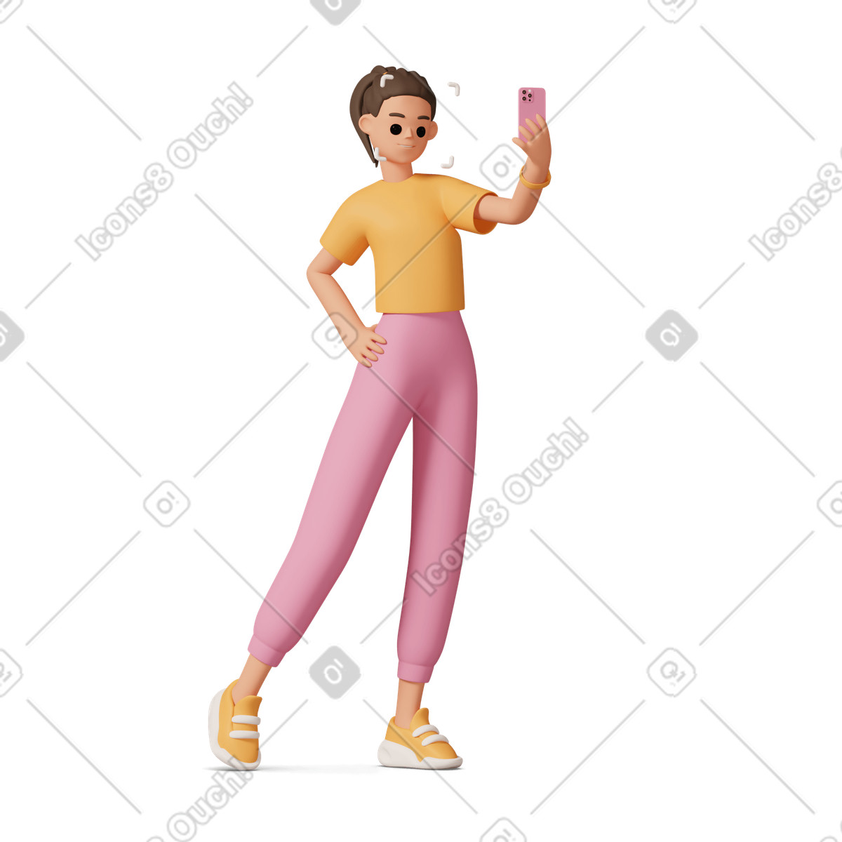 Face scan illustration in 3D Casual life style download in PNG, SVG
