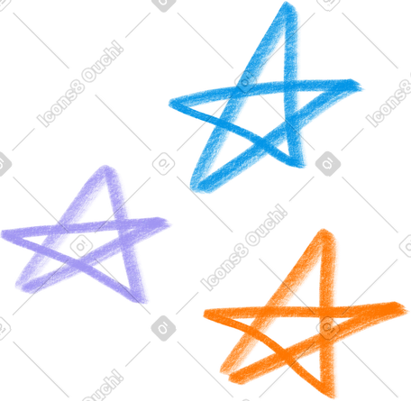 Three colorful stars PNG, SVG