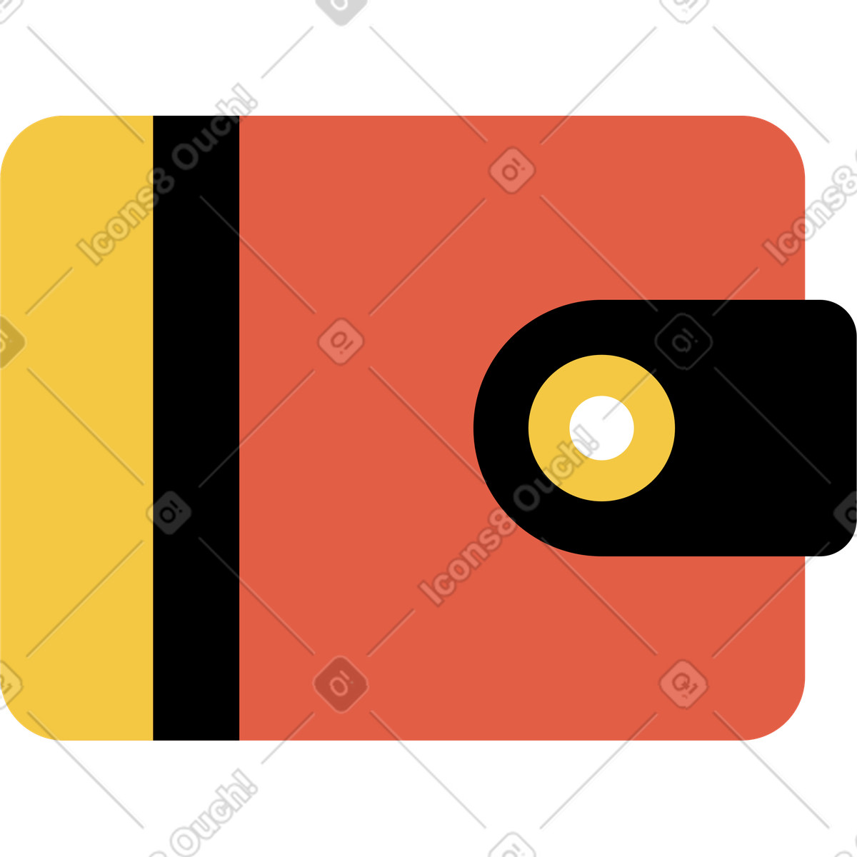 Flat スタイルの ボタン付きの赤い財布 のイラストをPNG、SVG形式でダウンロード