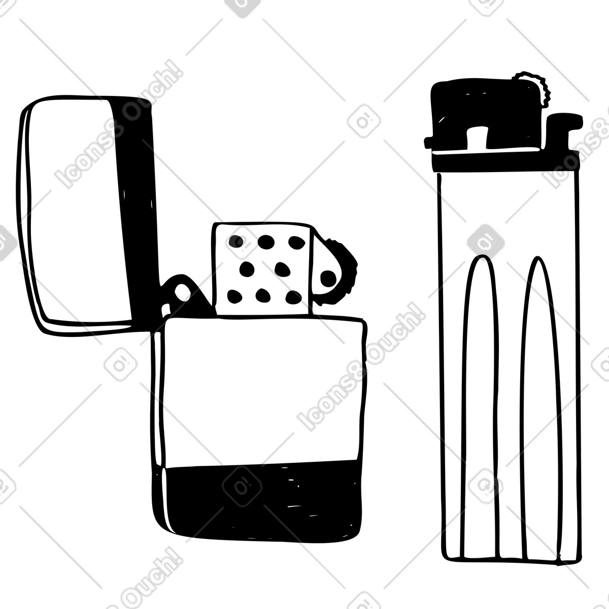 下载 Marks 风格的 两个打火机 插画，支持 PNG、SVG 格式