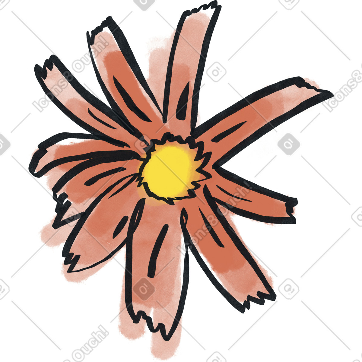 Ilustração de Flor aquarela laranja em no estilo Experimental para baixar em PNG, SVG