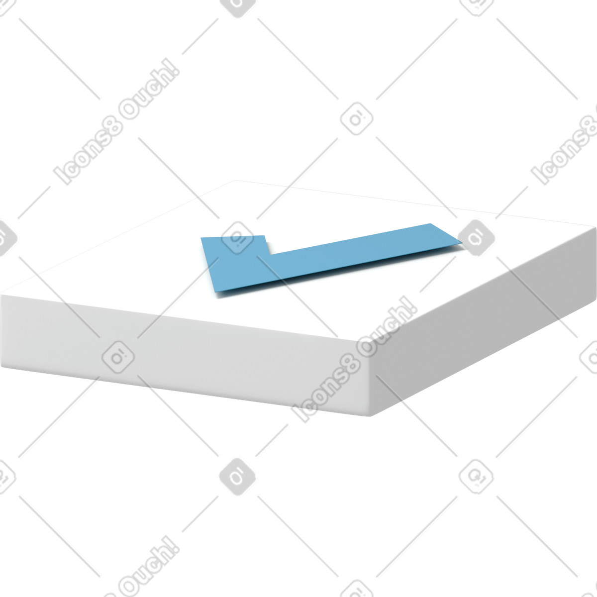 Blue check mark on square button illustration in 3D Flame style download in PNG, SVG
