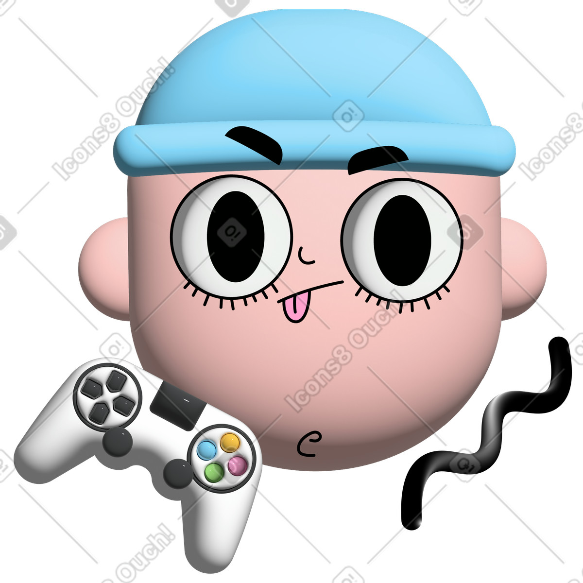 Guy playing with a gamepad illustration in Cartoony style download in PNG, SVG