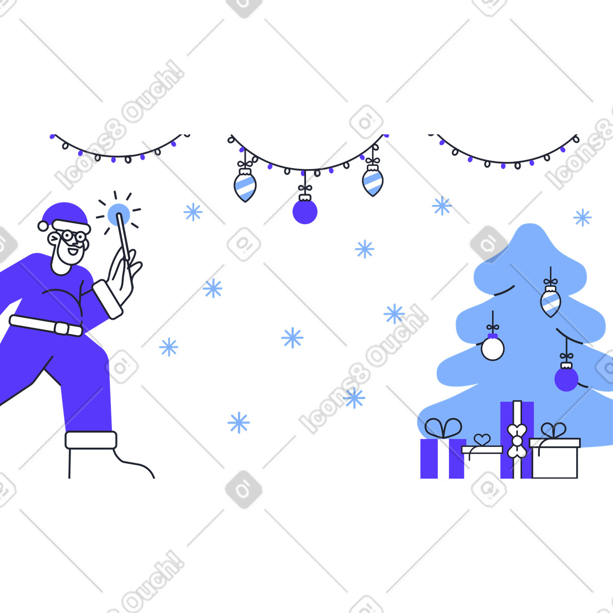 Sfondo di natale e capodanno per zoom illustrazione in stile Pablita scarica in PNG, SVG