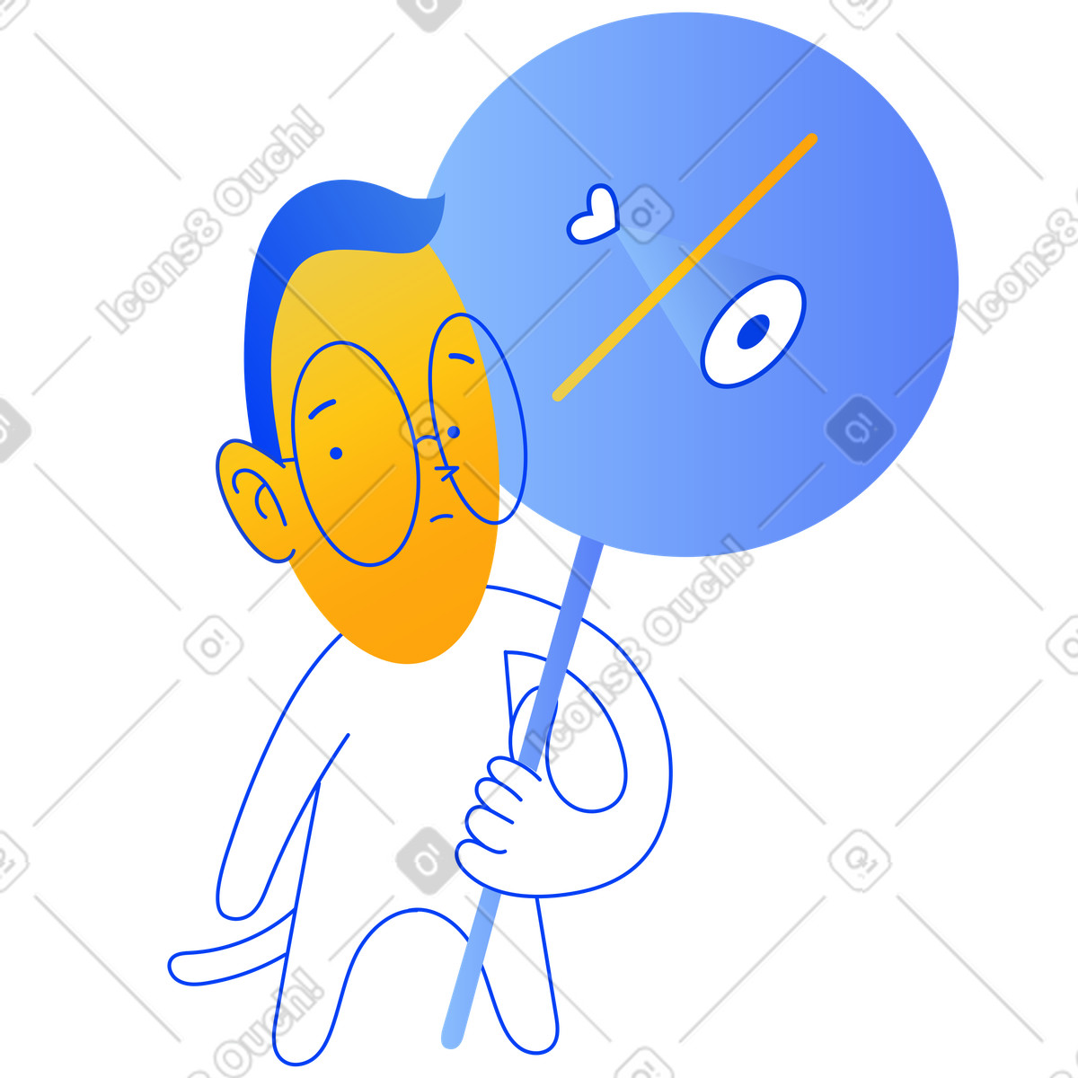 Ilustração de Homem segurando uma placa "proibido comer carne" em no estilo Buddy para baixar em PNG, SVG