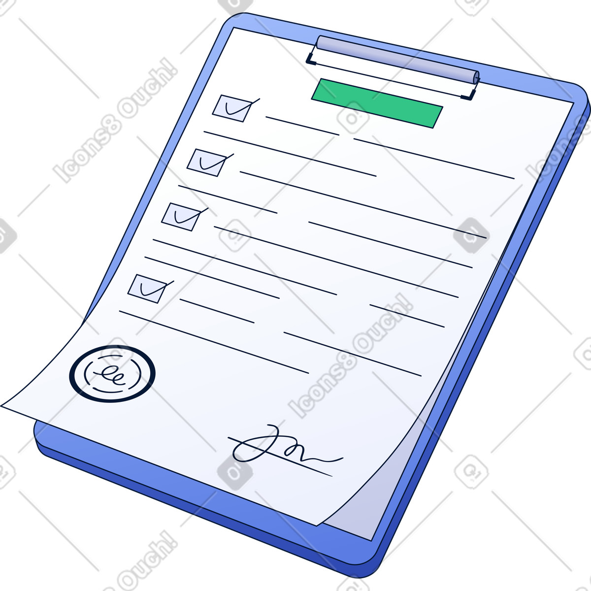 Clipboard with signed document illustration in Neat style download in PNG, SVG