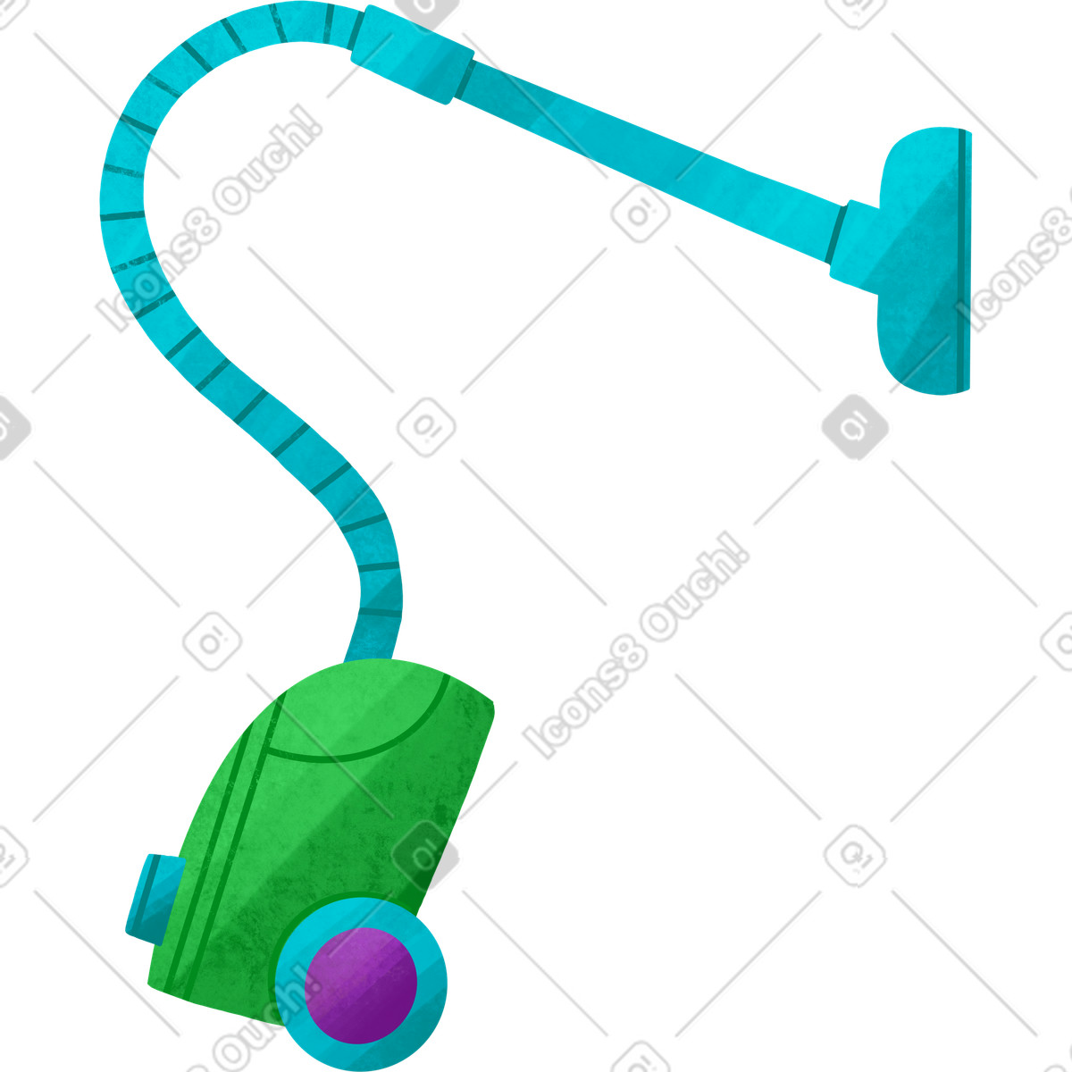 Green vacuum cleaner with blue nozzle illustration in Bonbon style download in PNG, SVG
